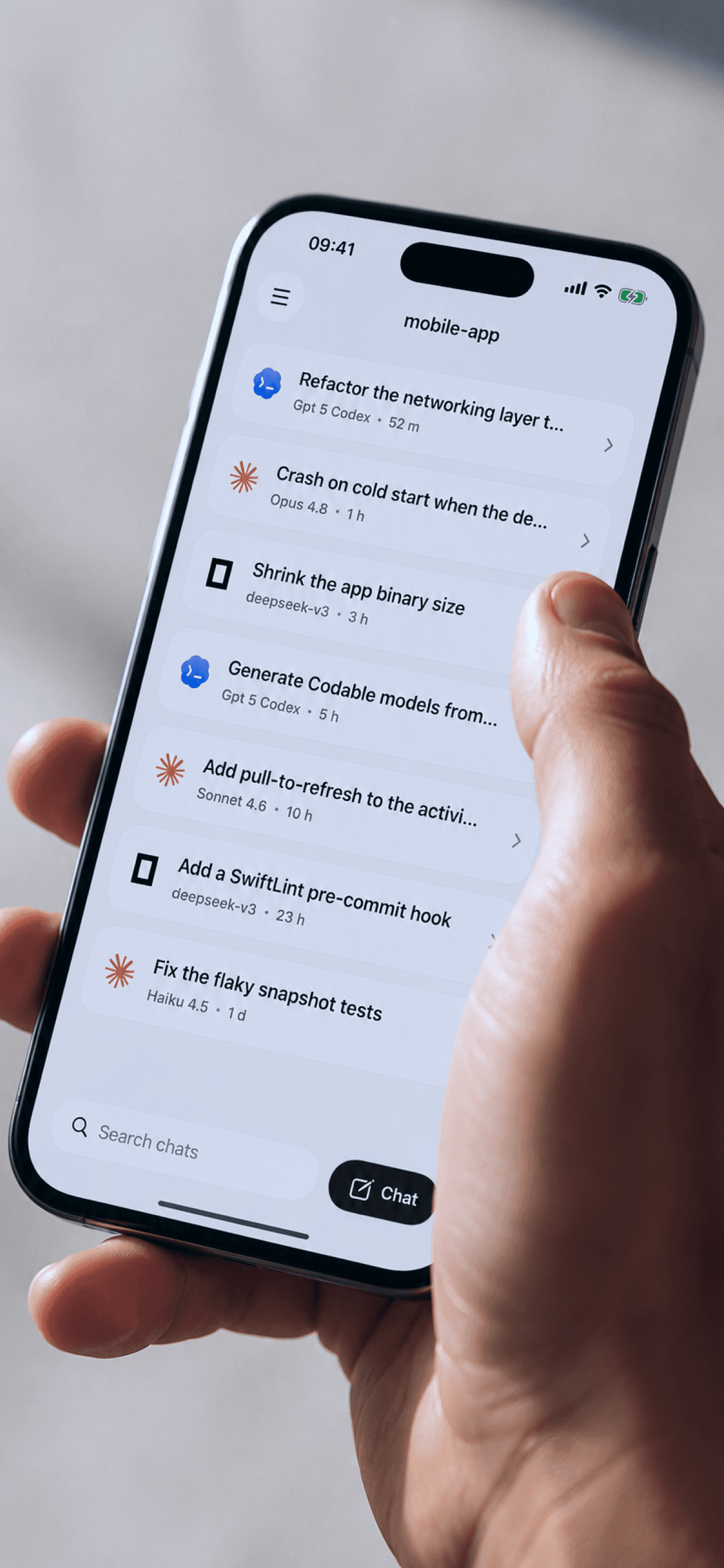 Pathrule running on iPhone, held in hand